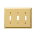 Livewire 163TTTBR 3 Toggle Polished Brass Stamped Steel Wall Plate LI612642